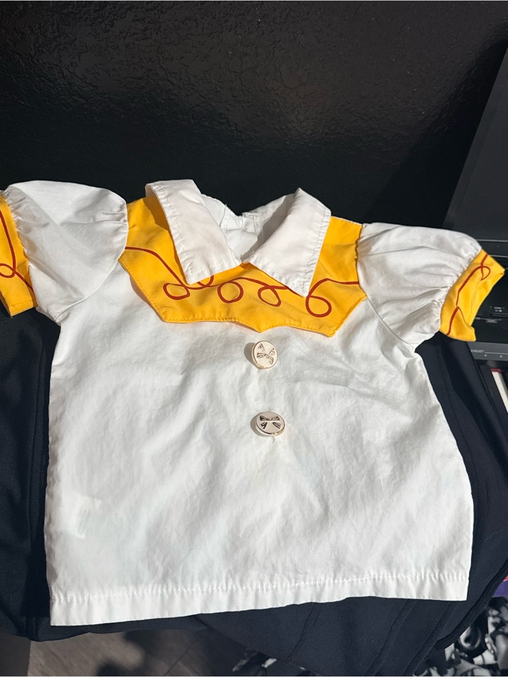 Toy Story Cowgirl Jesse White and Yellow Decorative Collar Top